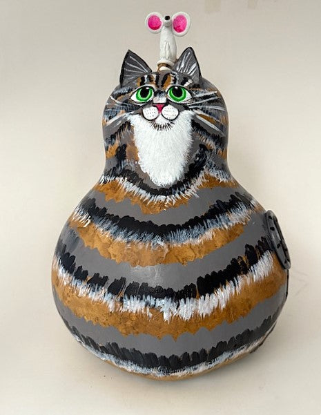Frisky Grey Tabby Kitty Gourd