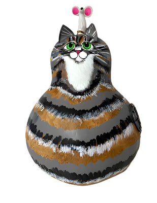 Frisky Grey Tabby Kitty Gourd