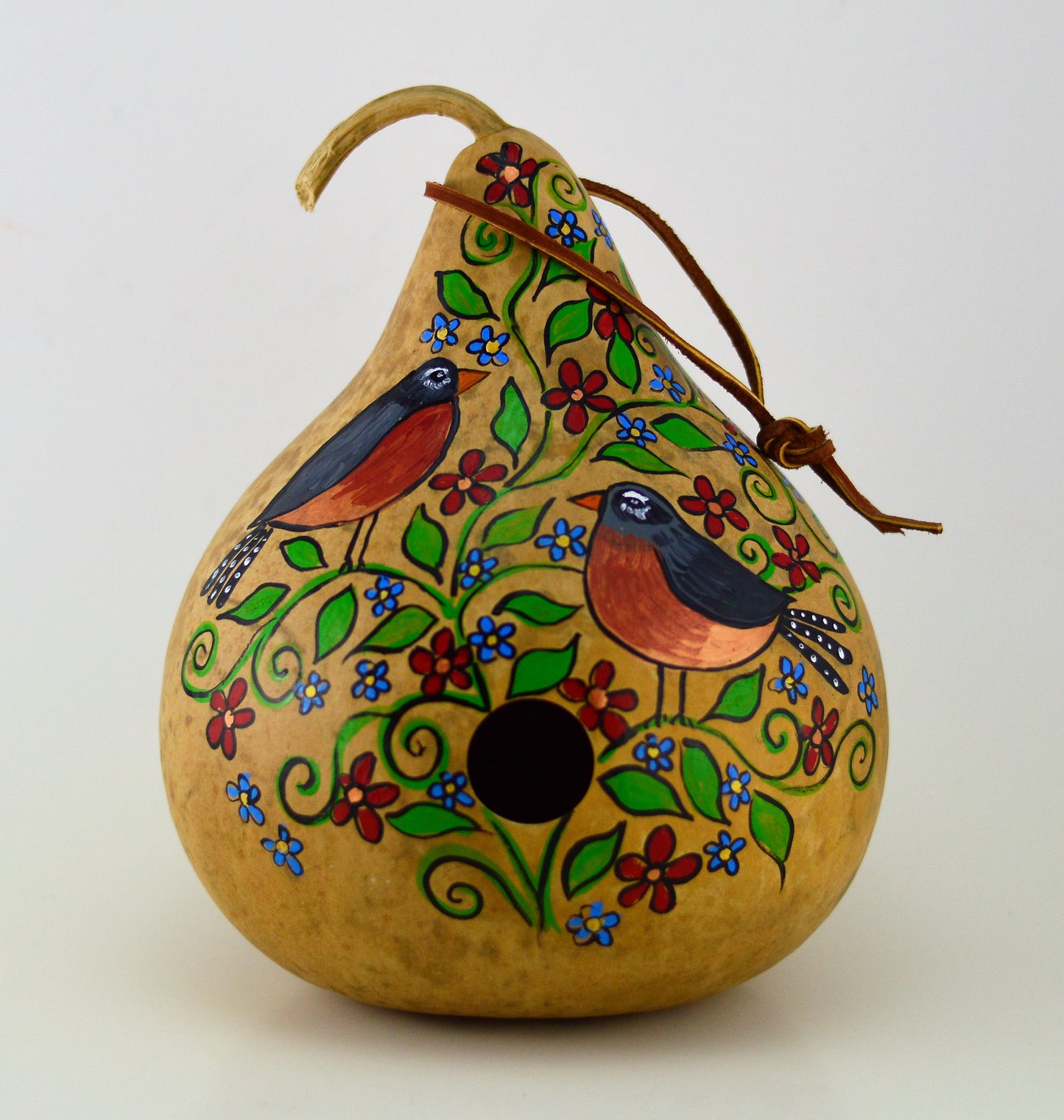 Birdhouse, Gourd Art, Natural Garden, Garden Art, Wren House, Robin, Bird Lover, Functional Art, Folk Art, Outdoor Decoration, Yard art - Gourdaments