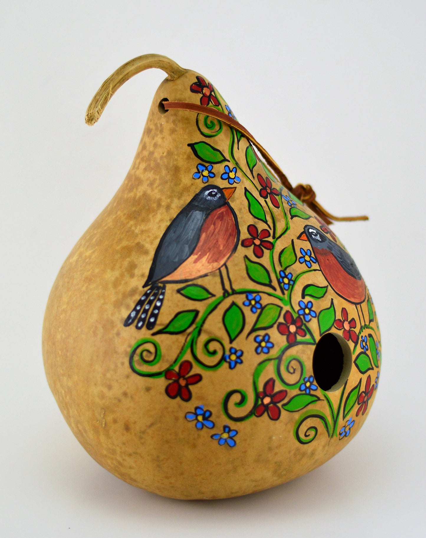Birdhouse, Gourd Art, Natural Garden, Garden Art, Wren House, Robin, Bird Lover, Functional Art, Folk Art, Outdoor Decoration, Yard art - Gourdaments