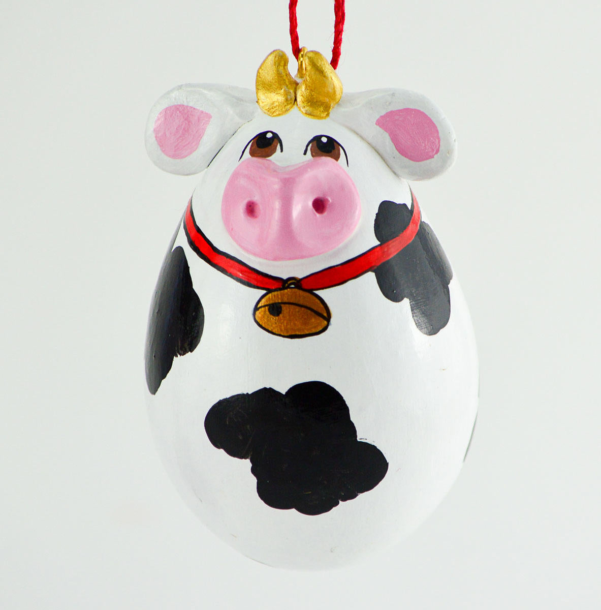 Cow Ornament, Gourd Art, Cow Decor, Holstein Cow, Novelty gift item, Cow Gifts, Painted Gourd, Spotted cow, Gourdament, Egg Gourd, Cow Bell - Gourdaments