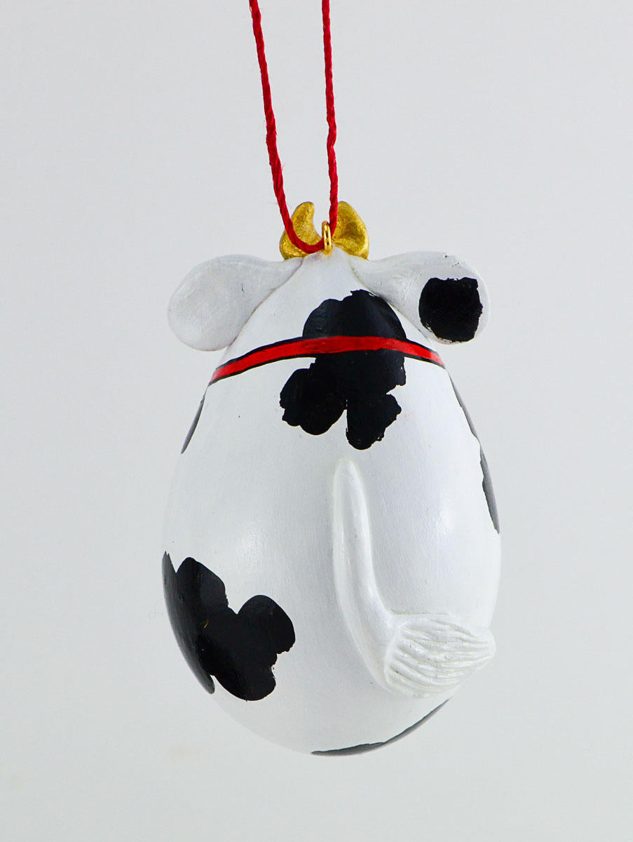 Cow Ornament, Gourd Art, Cow Decor, Holstein Cow, Novelty gift item, Cow Gifts, Painted Gourd, Spotted cow, Gourdament, Egg Gourd, Cow Bell - Gourdaments