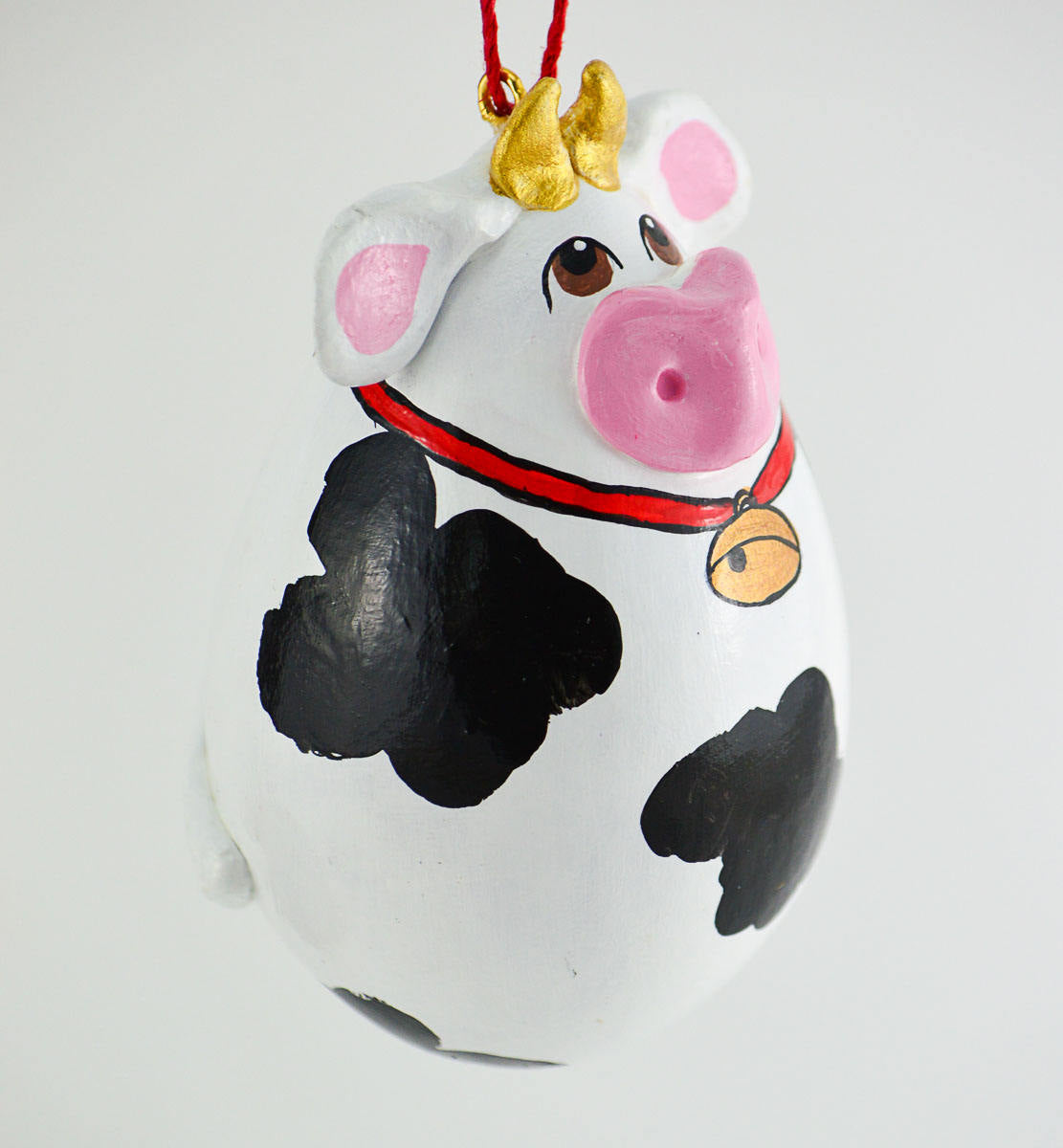 Cow Ornament, Gourd Art, Cow Decor, Holstein Cow, Novelty gift item, Cow Gifts, Painted Gourd, Spotted cow, Gourdament, Egg Gourd, Cow Bell - Gourdaments