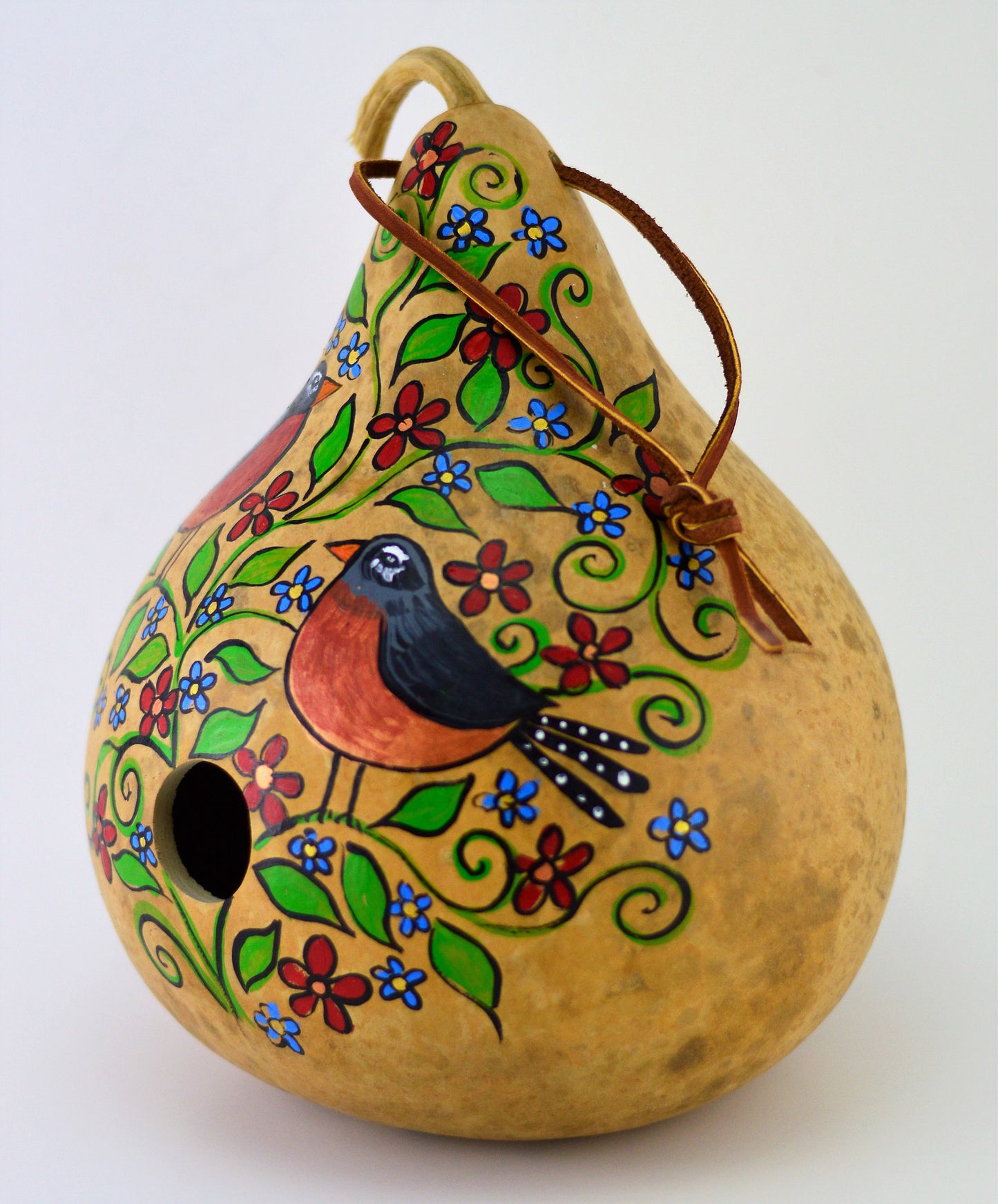 Birdhouse, Gourd Art, Natural Garden, Garden Art, Wren House, Robin, Bird Lover, Functional Art, Folk Art, Outdoor Decoration, Yard art - Gourdaments