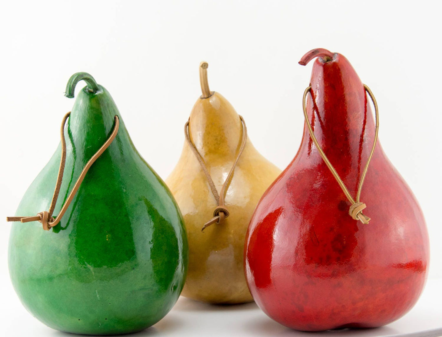 Gourd Birdhouse Set of 3 Red Natural and Green - Birdhouse Gourd 