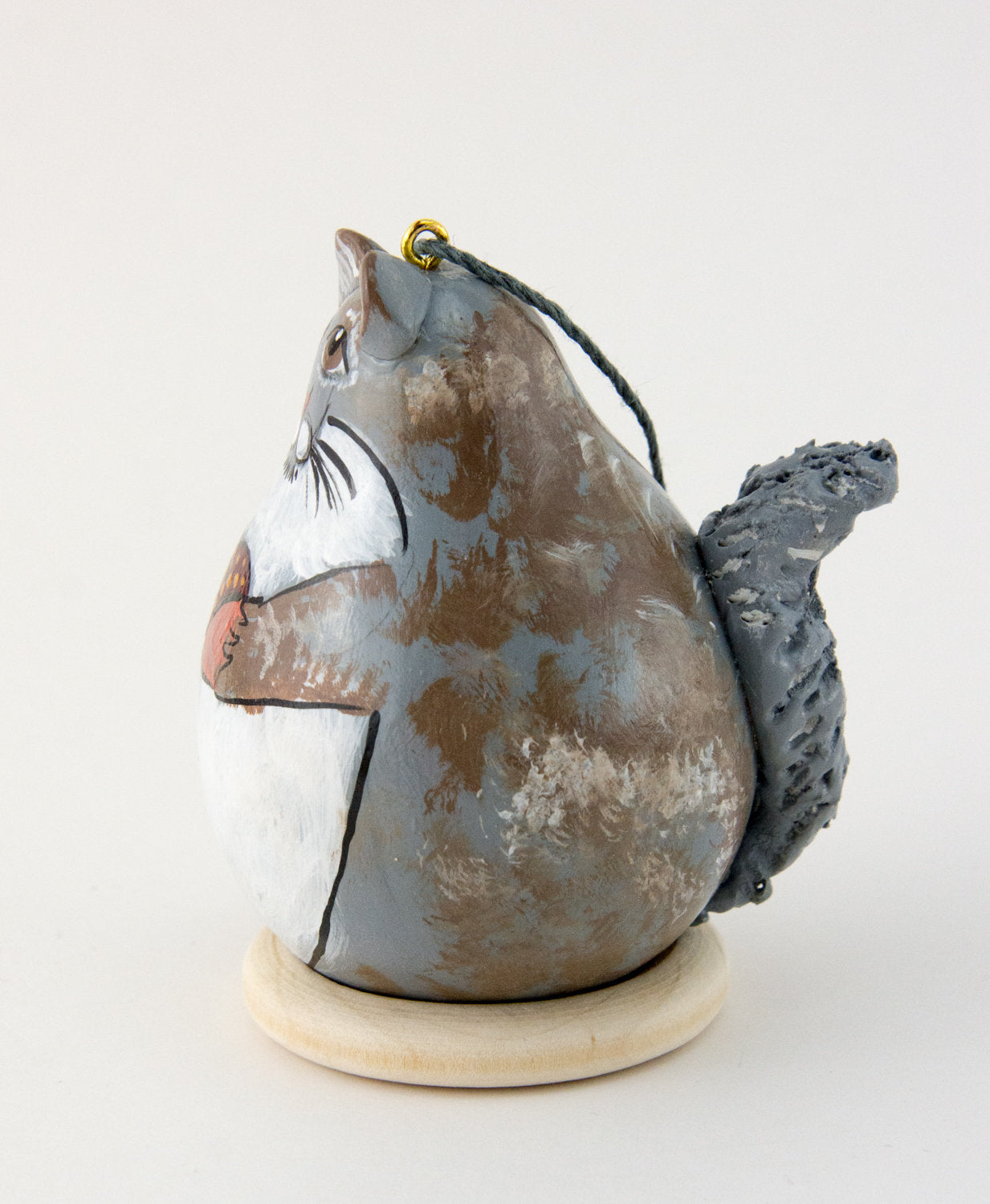 Squirrel Ornament, Tree Squirrel, Gray, Gourd Ornament, Holiday Ornament, Squirrel Collector, Wildlife Ornament, Christmas Ornament - Gourdaments