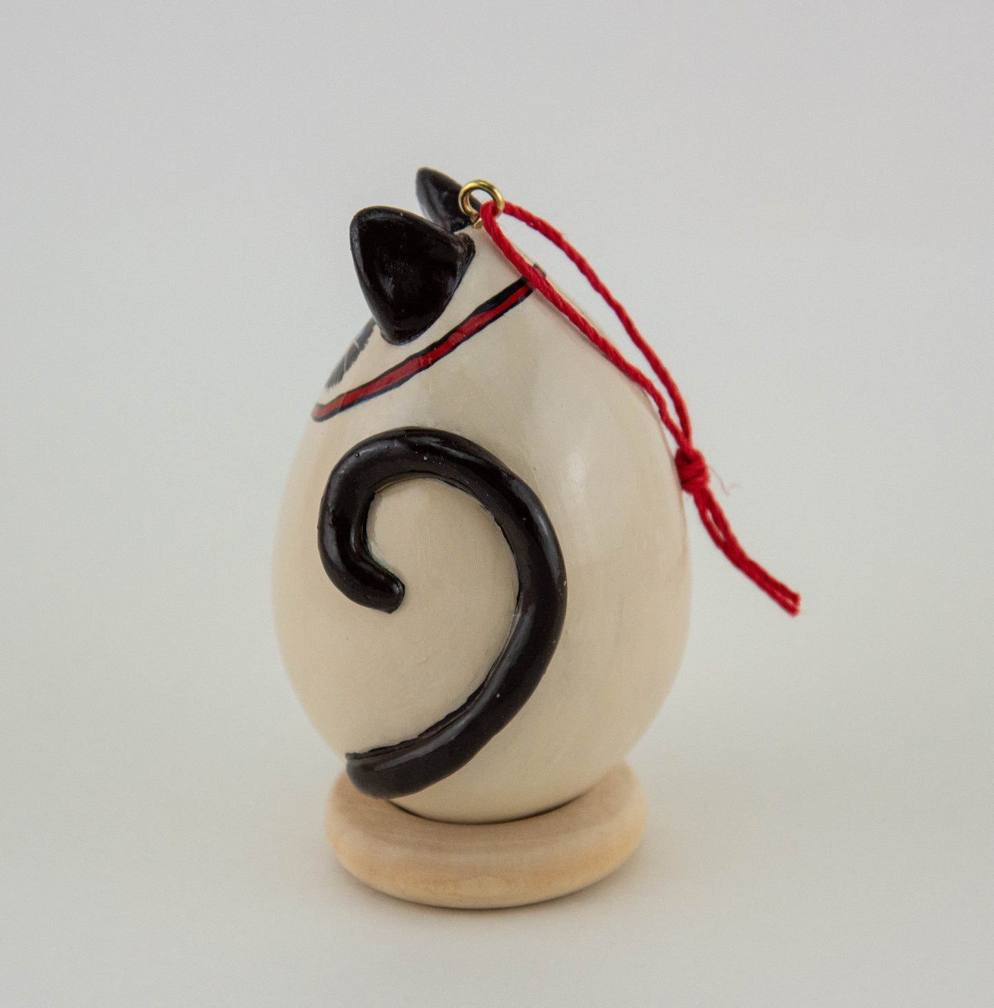 Siamese Cat, Gourd Ornaments, Red bow, bell, Siamese decor, Kitty Ornament, Siamese Cat Lover Gift, - Gourdaments