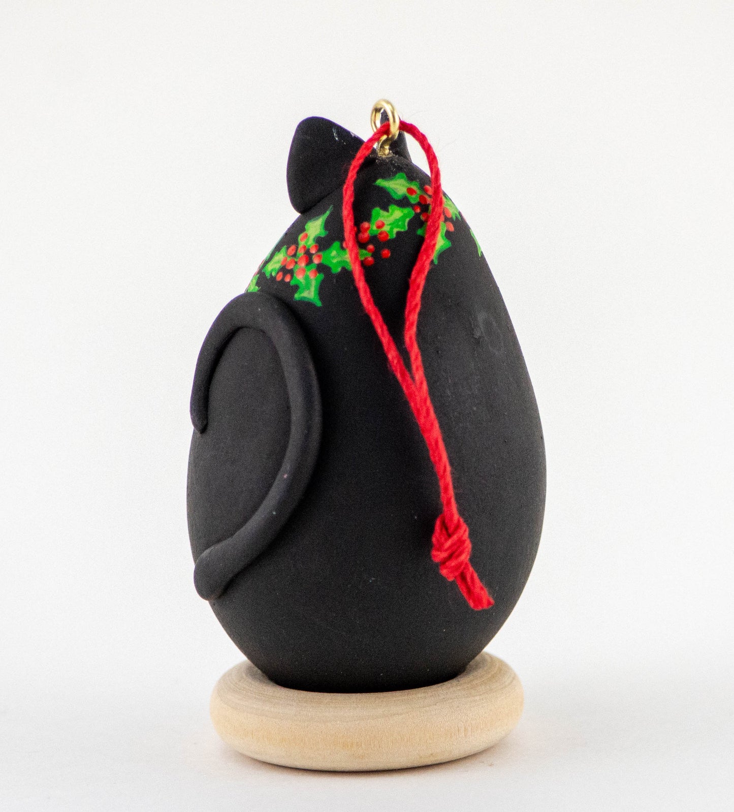 Black Cat- Holly - Christmas Ornament - Cat Art - Cat Ornament- Holly Decor - Holiday Decor - Cat Christmas - Kitty - - Gourdaments