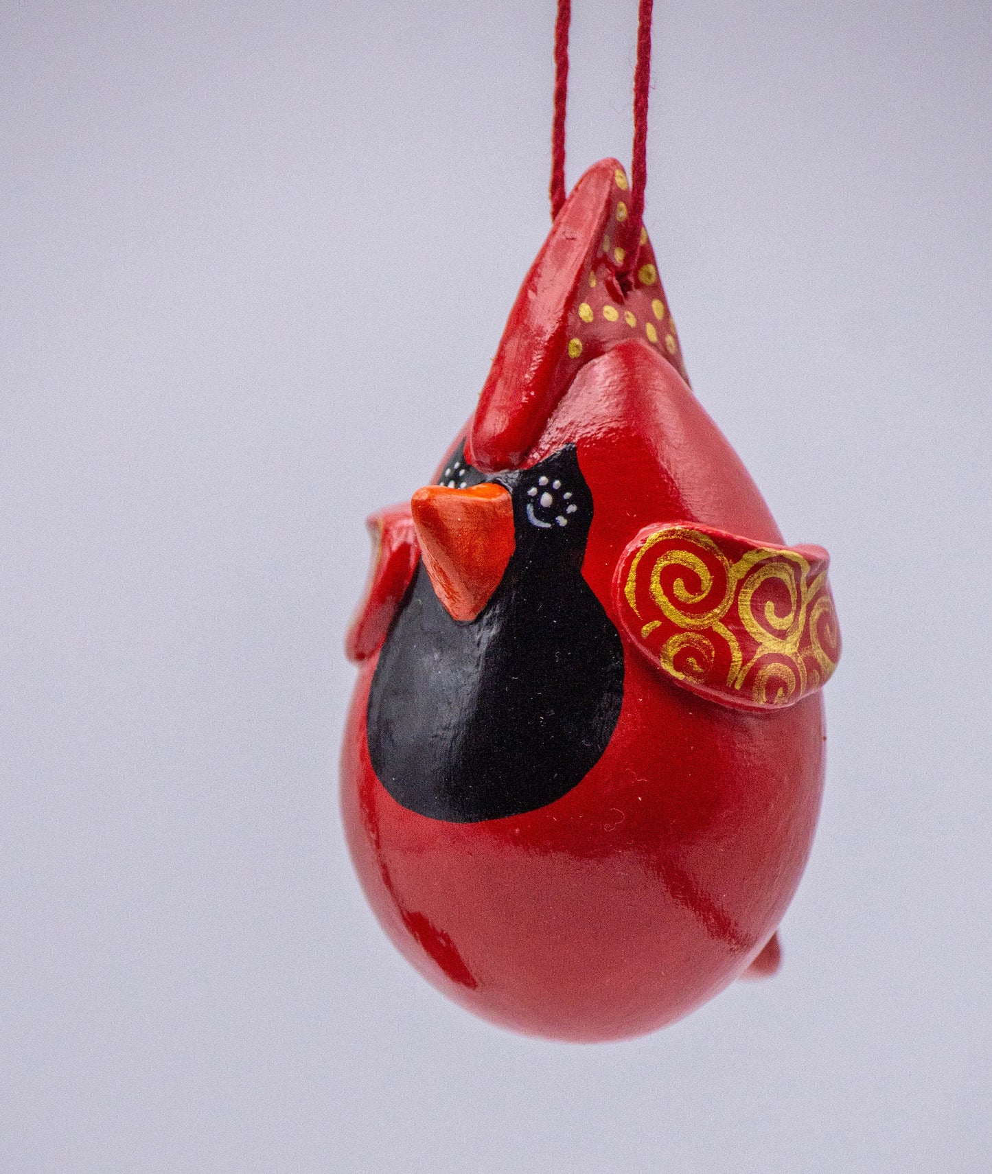 Red Cardinal Ornament - Gourd Art - Cardinal