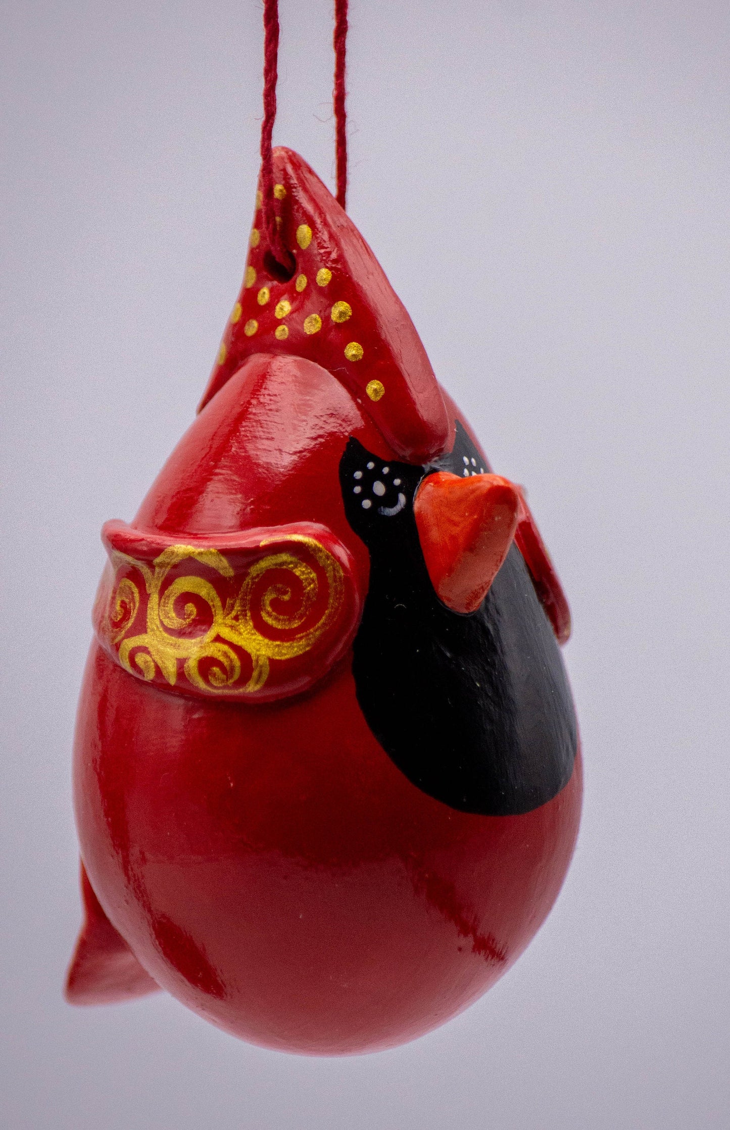 Red Cardinal Ornament - Gourd Art - Cardinal