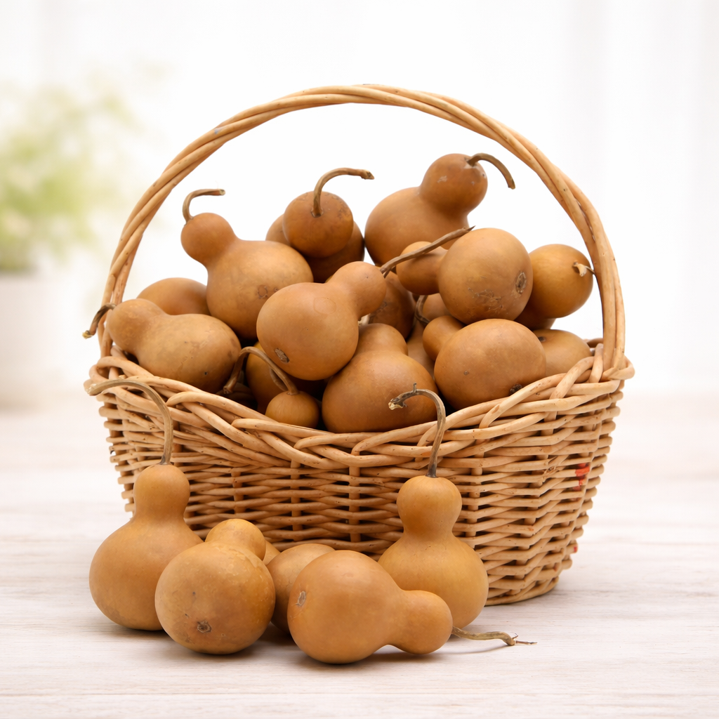 Mini bottle gourds for snowman crafts bulk pack with natural shapes and stems