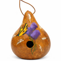 Hand-painted Monarch Butterfly gourd birdhouse hanging outdoors