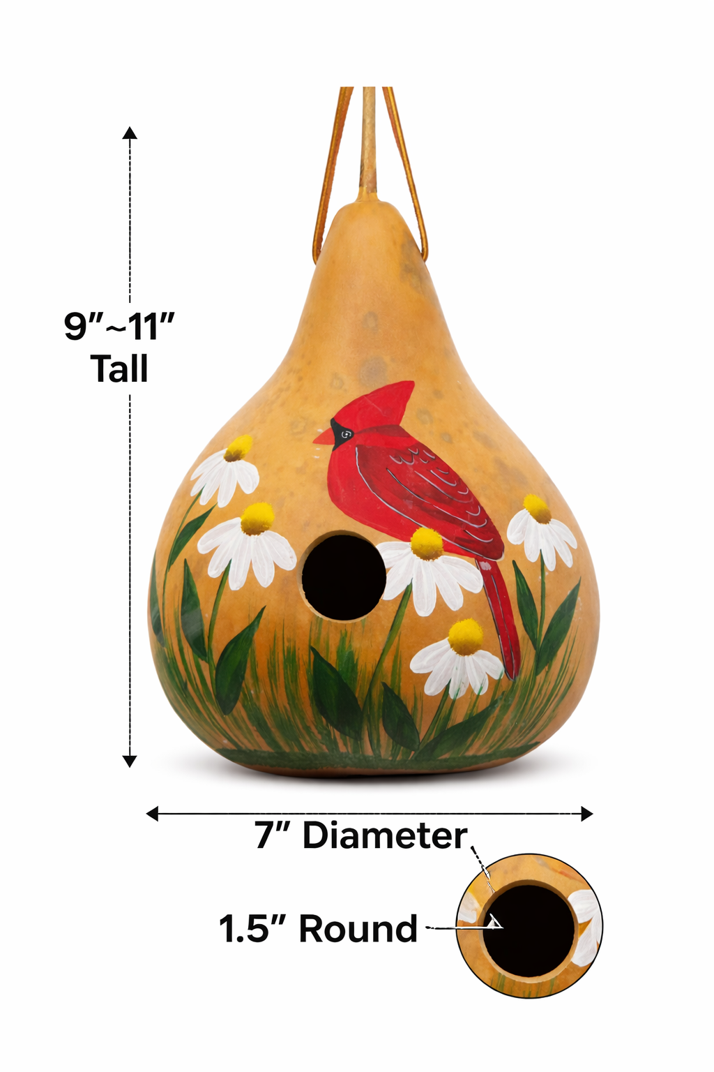 Cardinal Gourd Birdhouse - Handcrafted and Ready to Hang