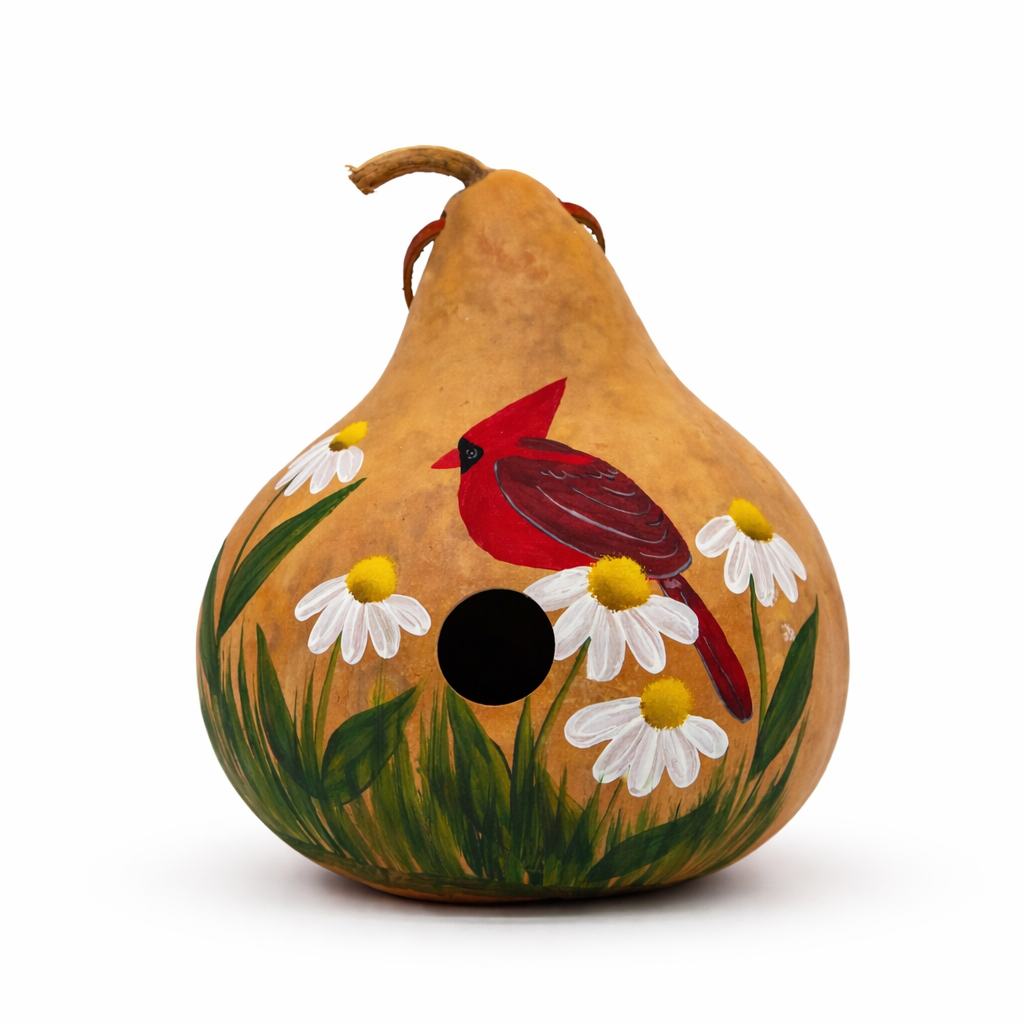 Cardinal Gourd Birdhouse - Handcrafted and Ready to Hang