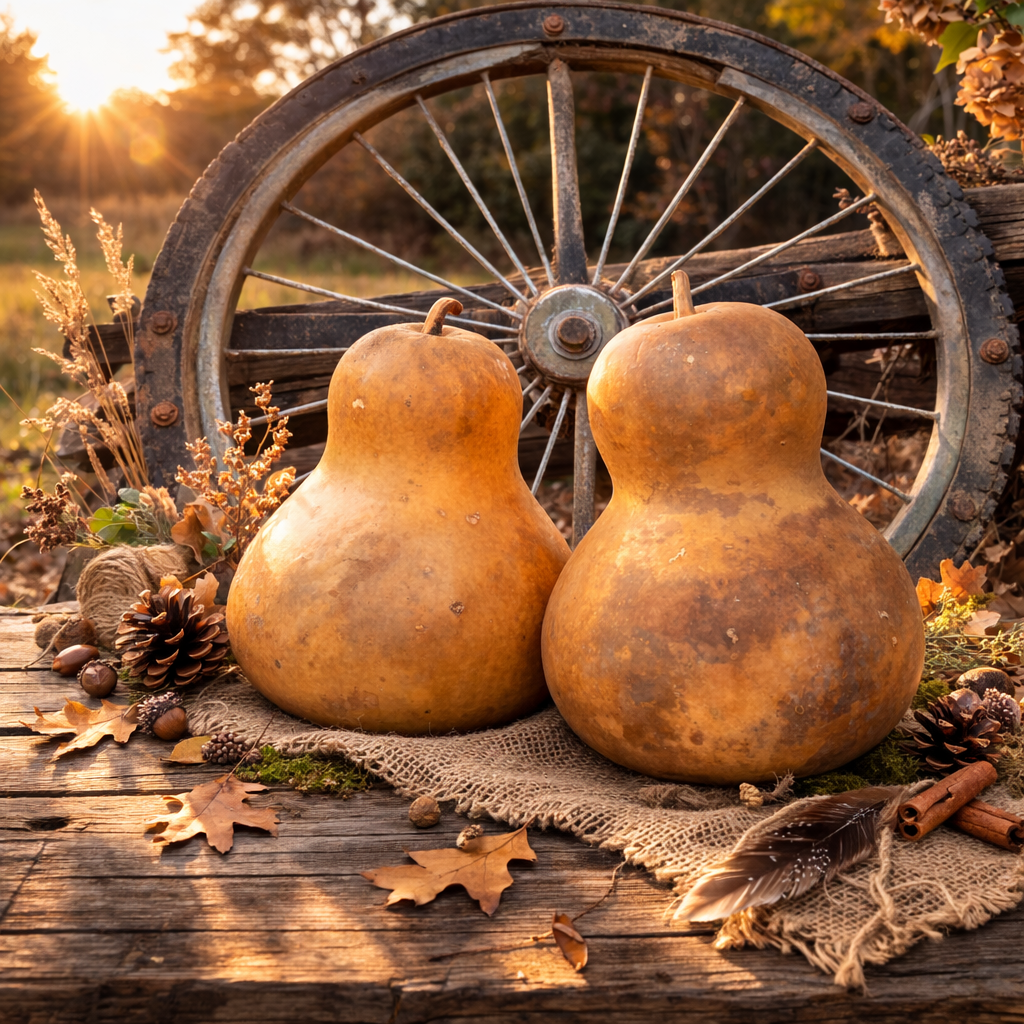 Natural dried Chinese bottle gourds in varying sizes for crafting and decoration