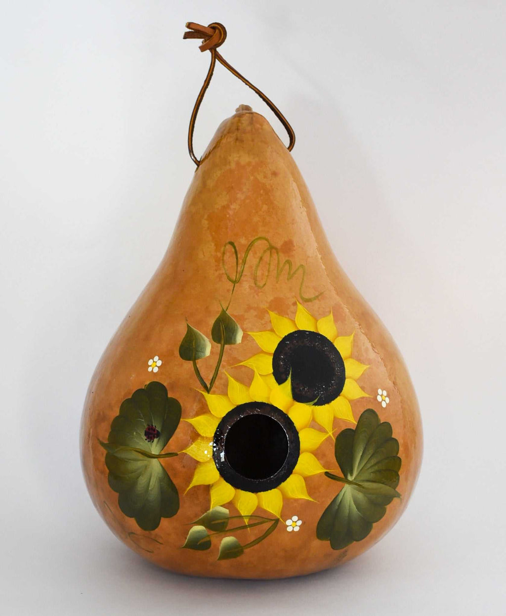 Hand Painted Sunflower Gourd Birdhouse – Handmade Outdoor Garden Birdhouse 10–12"