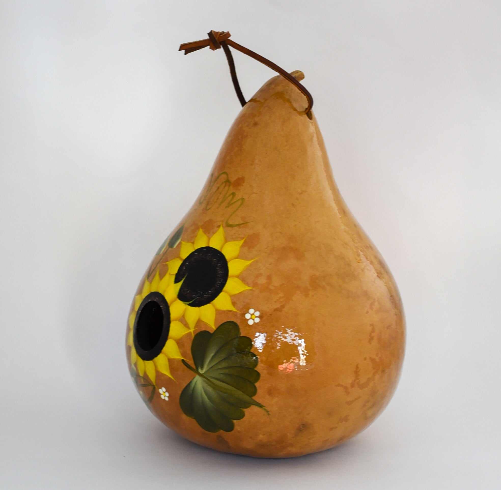 Hand Painted Sunflower Gourd Birdhouse – Handmade Outdoor Garden Birdhouse 10–12"
