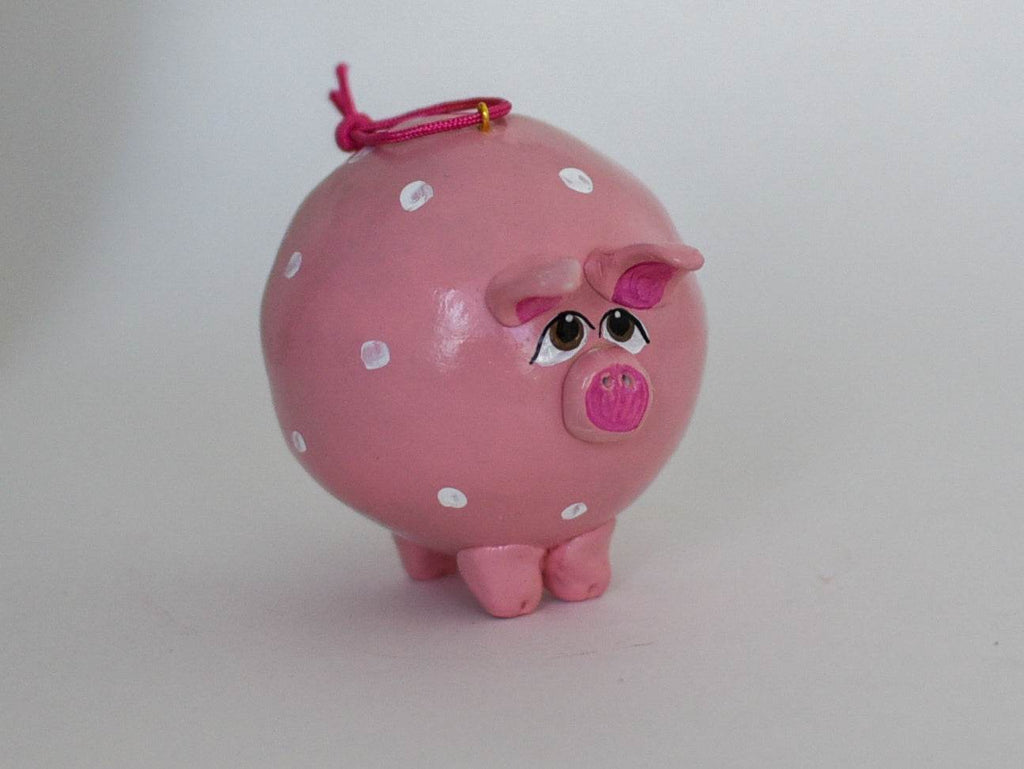 Charming Pink Pig Polka Dot Gourd Ornament