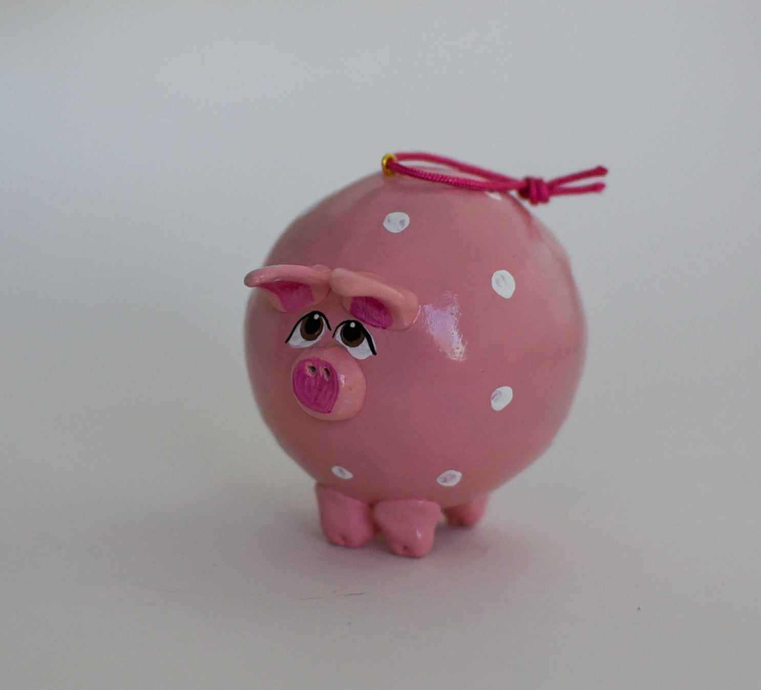 Charming Pink Pig Polka Dot Gourd Ornament