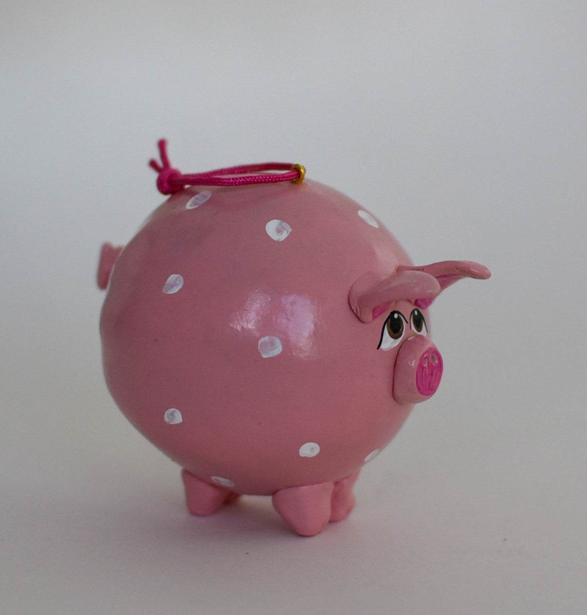 Charming Pink Pig Polka Dot Gourd Ornament