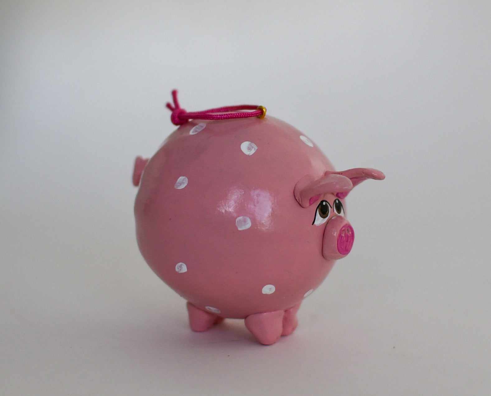Charming Pink Pig Polka Dot Gourd Ornament