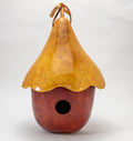 Apple Gourd Birdhouse with Hat – Handcrafted, Natural Top, Wren Size