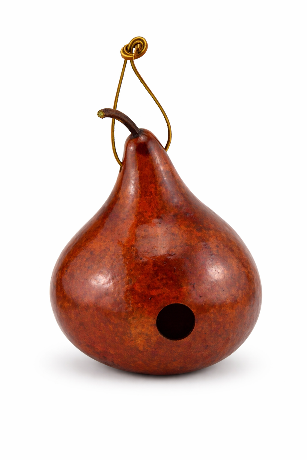 Hand dyed gourd birdhouse - Mahogany