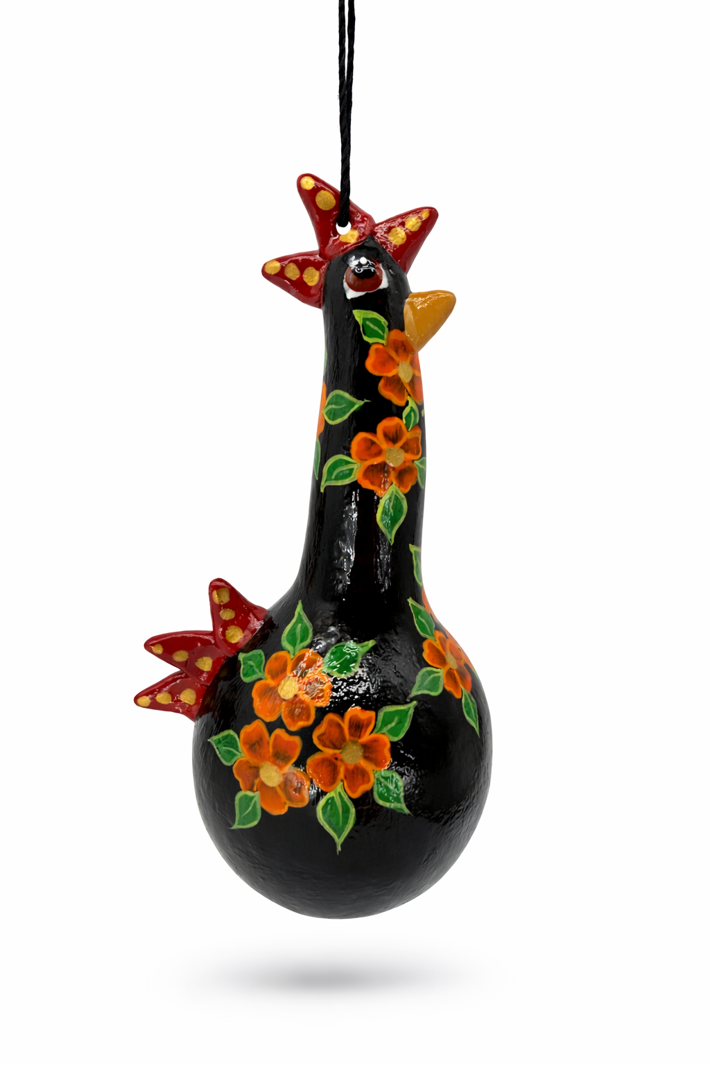 Hand Painted Chicken Gourd Ornament Set – Farmhouse Rooster Decor – Handmade Country Kitchen Gift