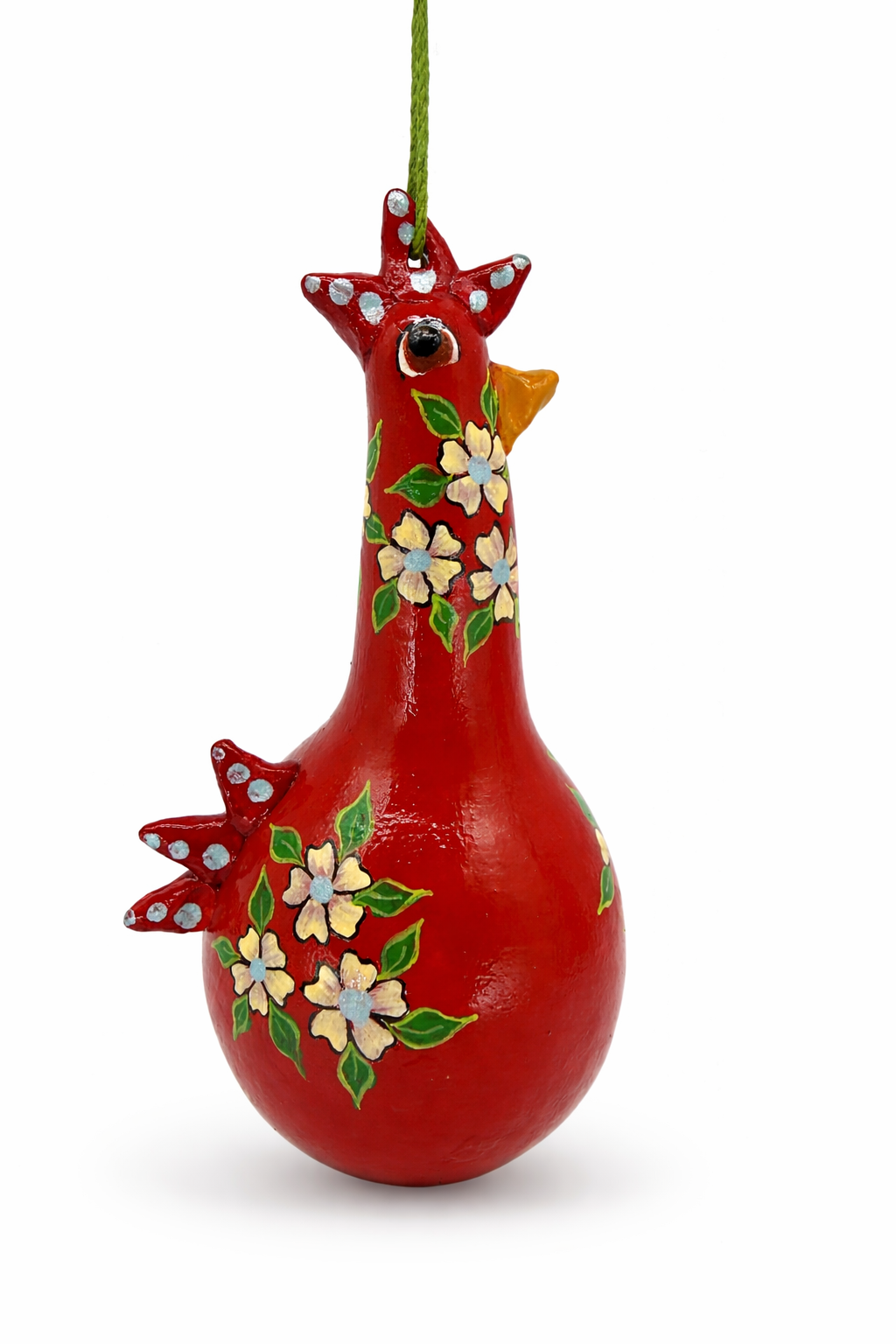 Hand Painted Chicken Gourd Ornament Set – Farmhouse Rooster Decor – Handmade Country Kitchen Gift