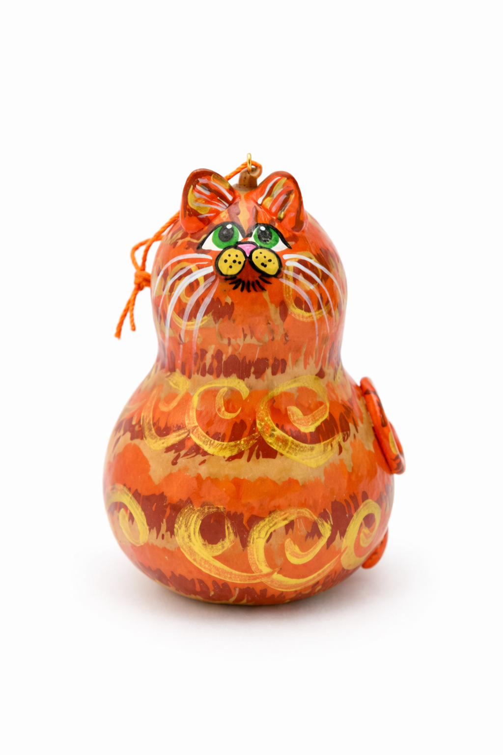 Orange Tabby Cat Ornament gourd decoration with resin ears and tail for Christmas gifts
