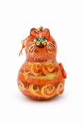 Orange Tabby Cat Ornament gourd decoration with resin ears and tail for Christmas gifts
