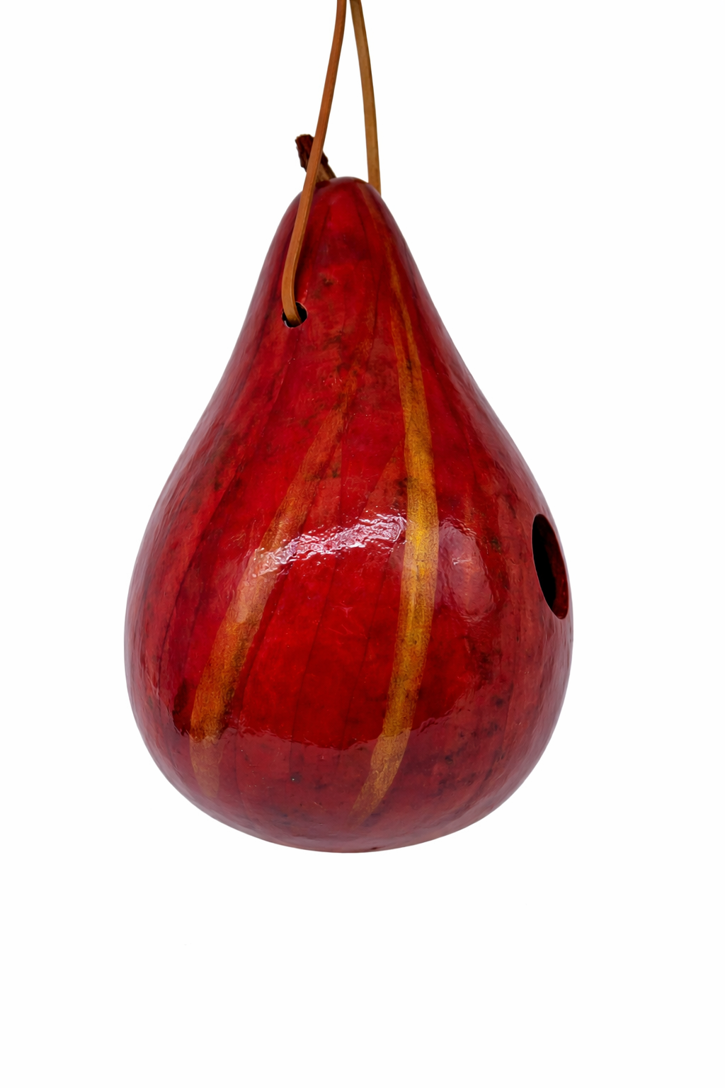 Handmade Red Gourd Birdhouse – Rustic Farmhouse Garden Decor