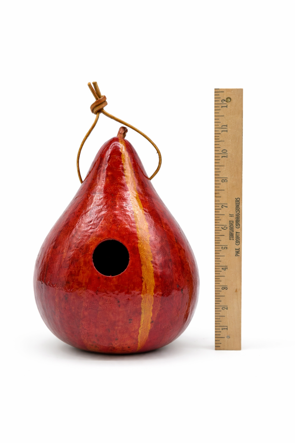 Handmade Red Gourd Birdhouse – Rustic Farmhouse Garden Decor