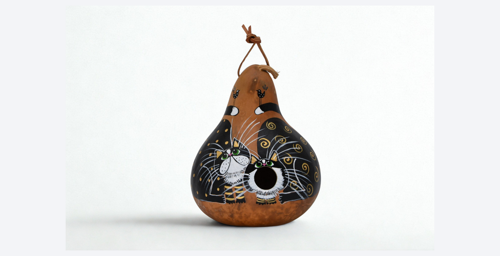 Tuxedo Cat Gourd Birdhouse 