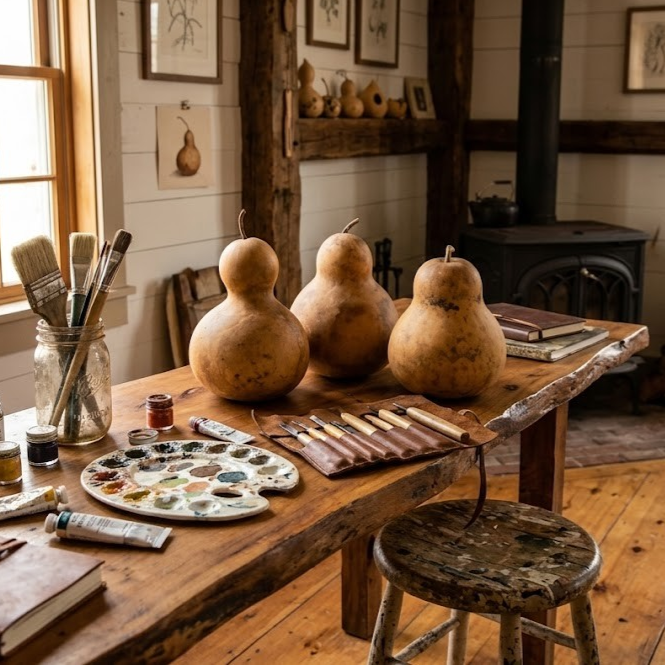 Dried Chinese bottle gourds in various sizes for crafting and décor