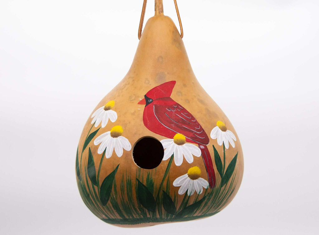 Cardinal Gourd Birdhouse - Handcrafted and Ready to Hang