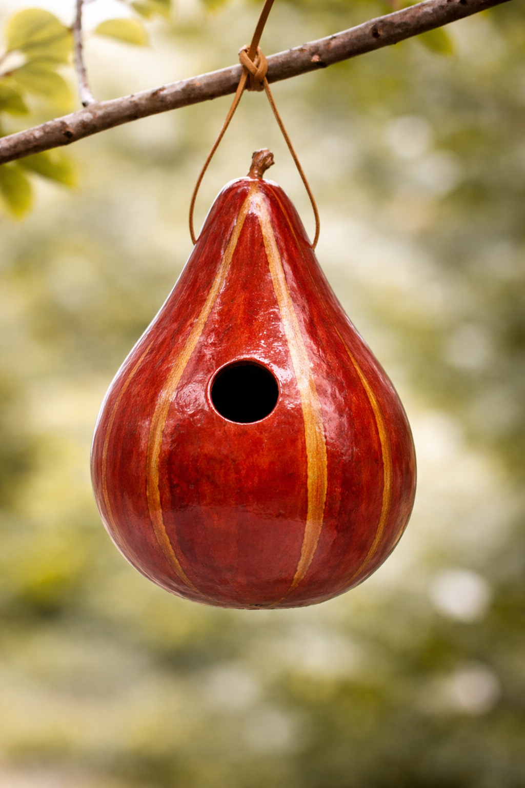 Handmade Red Gourd Birdhouse – Rustic Farmhouse Garden Decor
