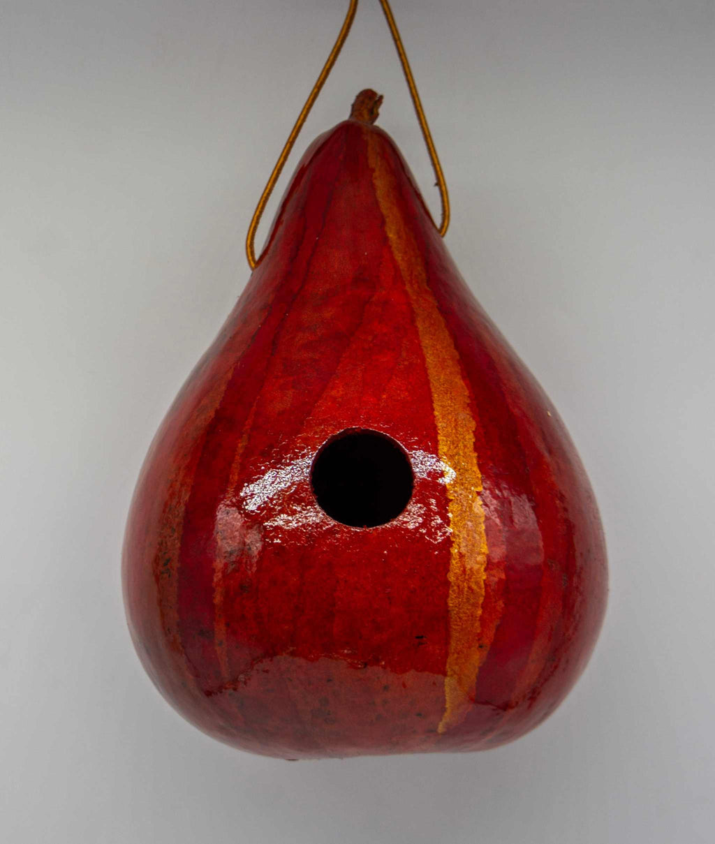 Handmade Red Gourd Birdhouse – Rustic Farmhouse Garden Decor