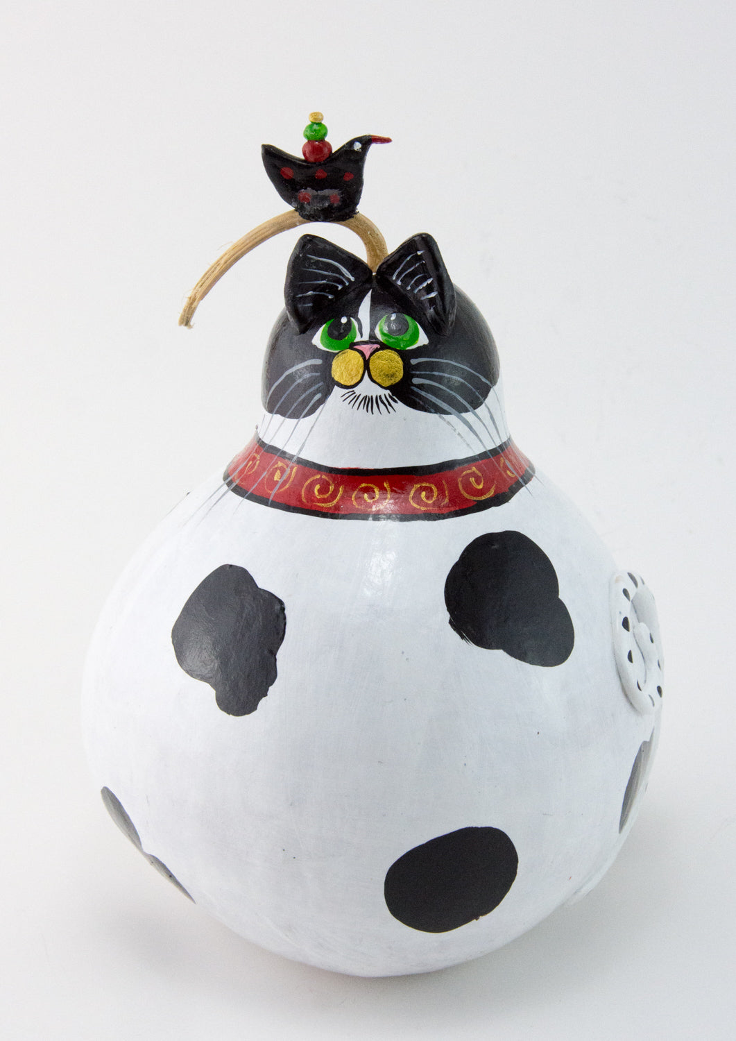 Cat Figurine - Gourd - Cow Cat - Funny Cat - Tuxedo Cat - Cattitude -Original Artwork -Whimsical Cat Art- Funny Gift - Gift for Cat Lover - Gourdaments