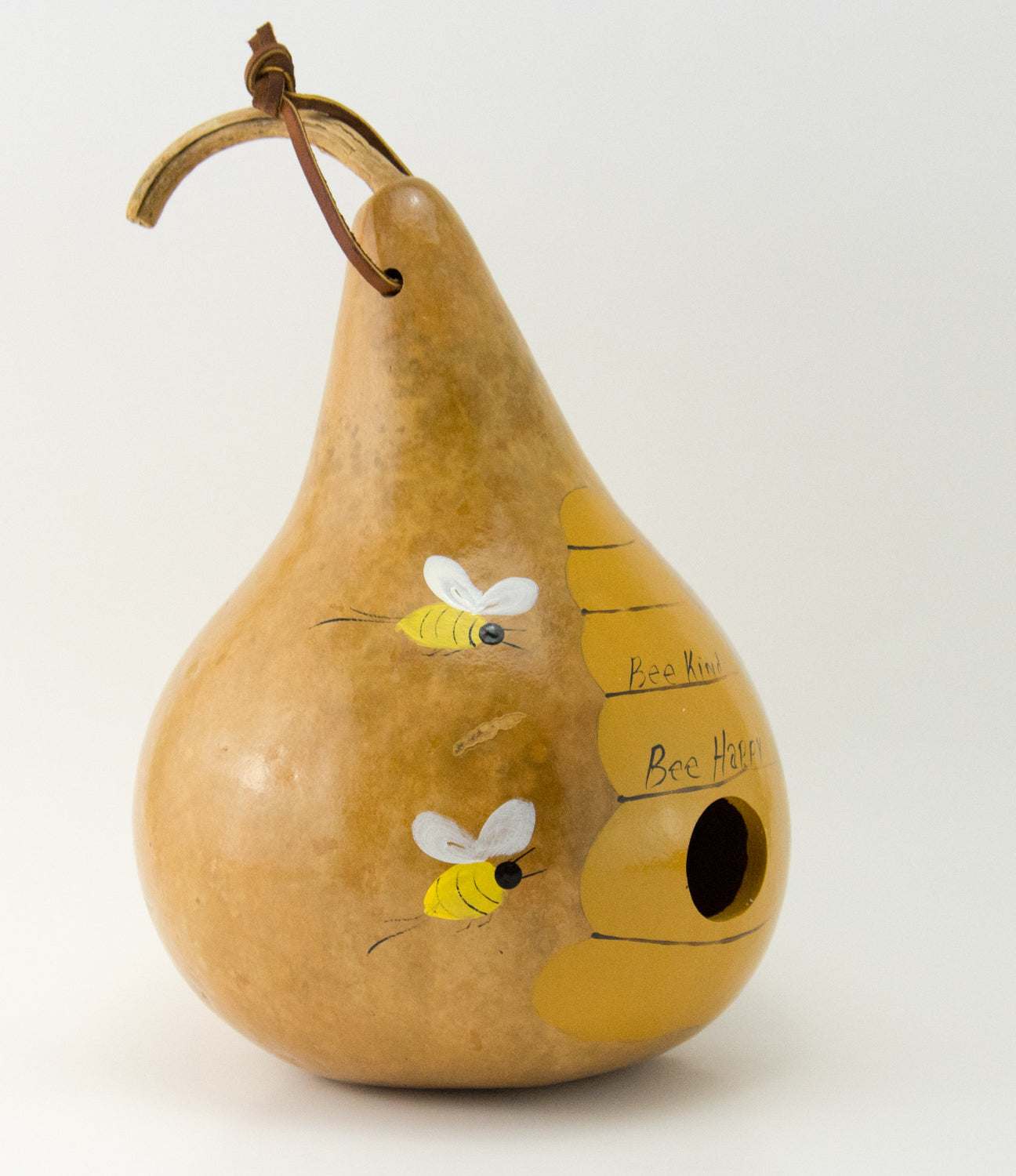 Bee gourd birdhouse side veiw
