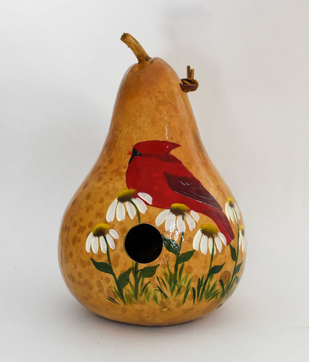 Cardinal Gourd Birdhouse - Handcrafted and Ready to Hang