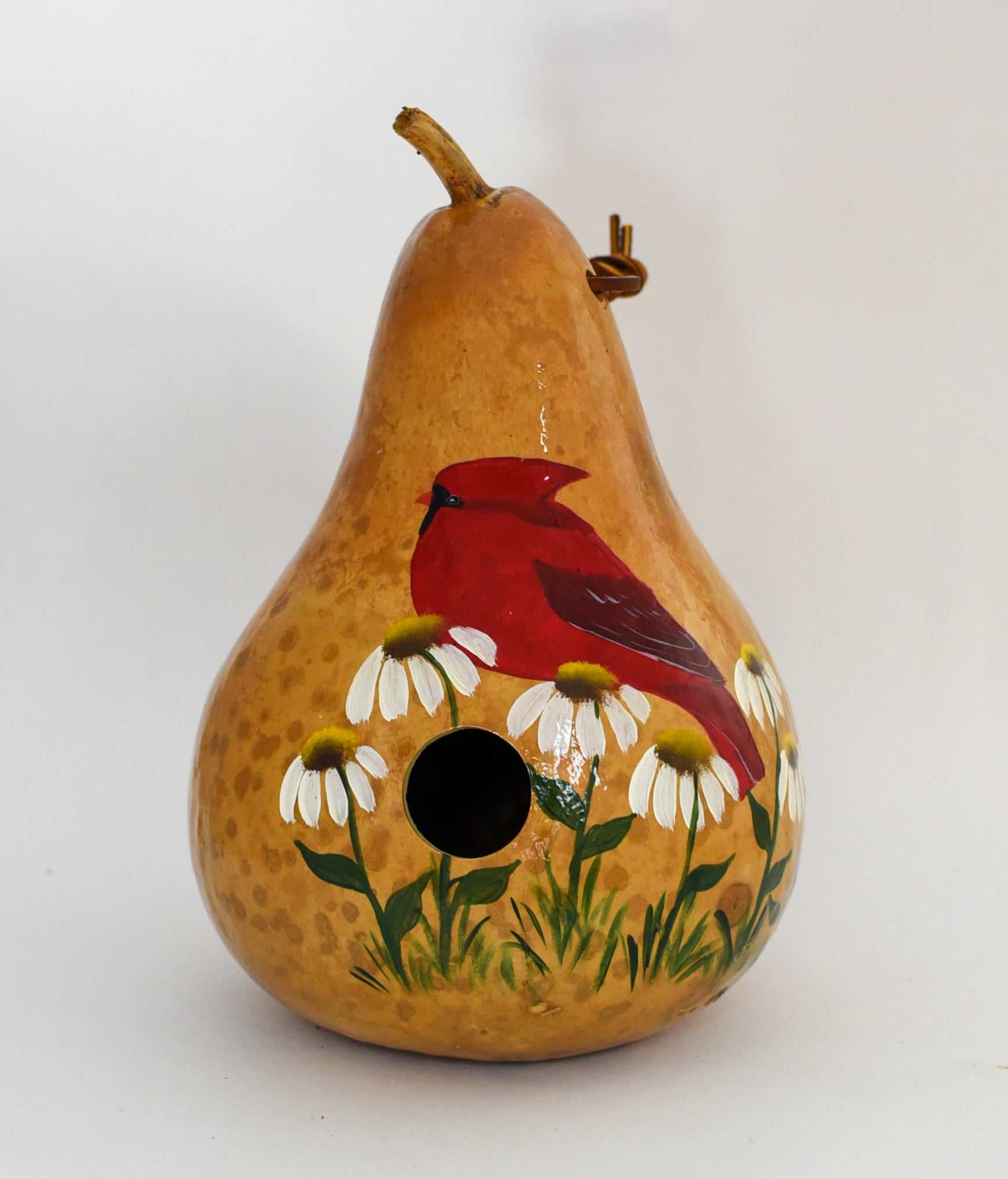 Cardinal Gourd Birdhouse - Handcrafted and Ready to Hang