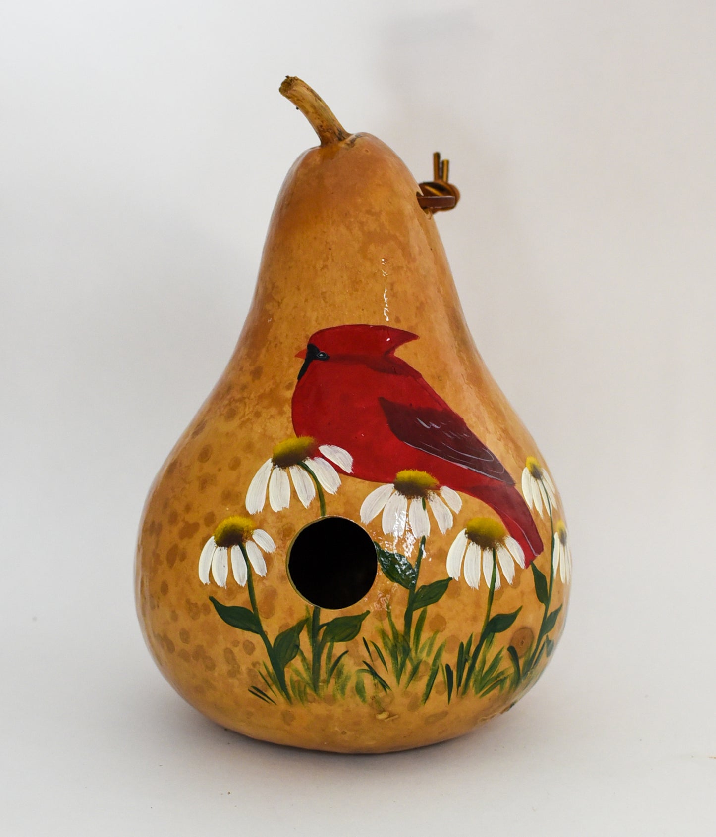 Cardinal Birdhouse Gourd Art, Handpainted Gourd birdhouse for your yard