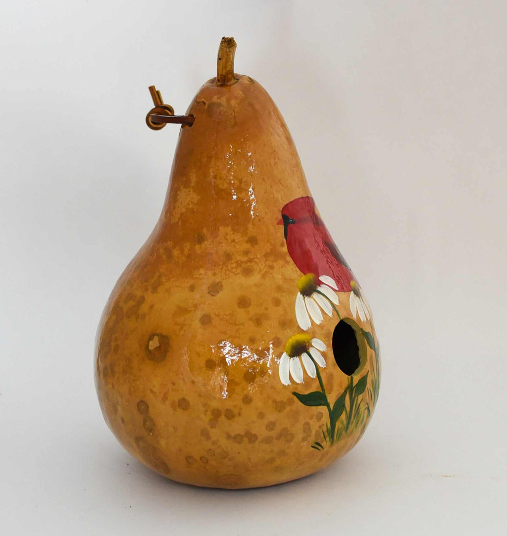 Cardinal Gourd Birdhouse - Handcrafted and Ready to Hang