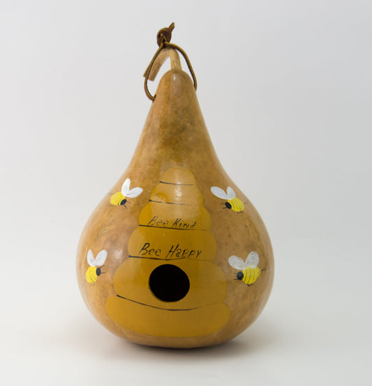 Bee Birdhouse Painted Gourd Birdhouse - Gourdaments