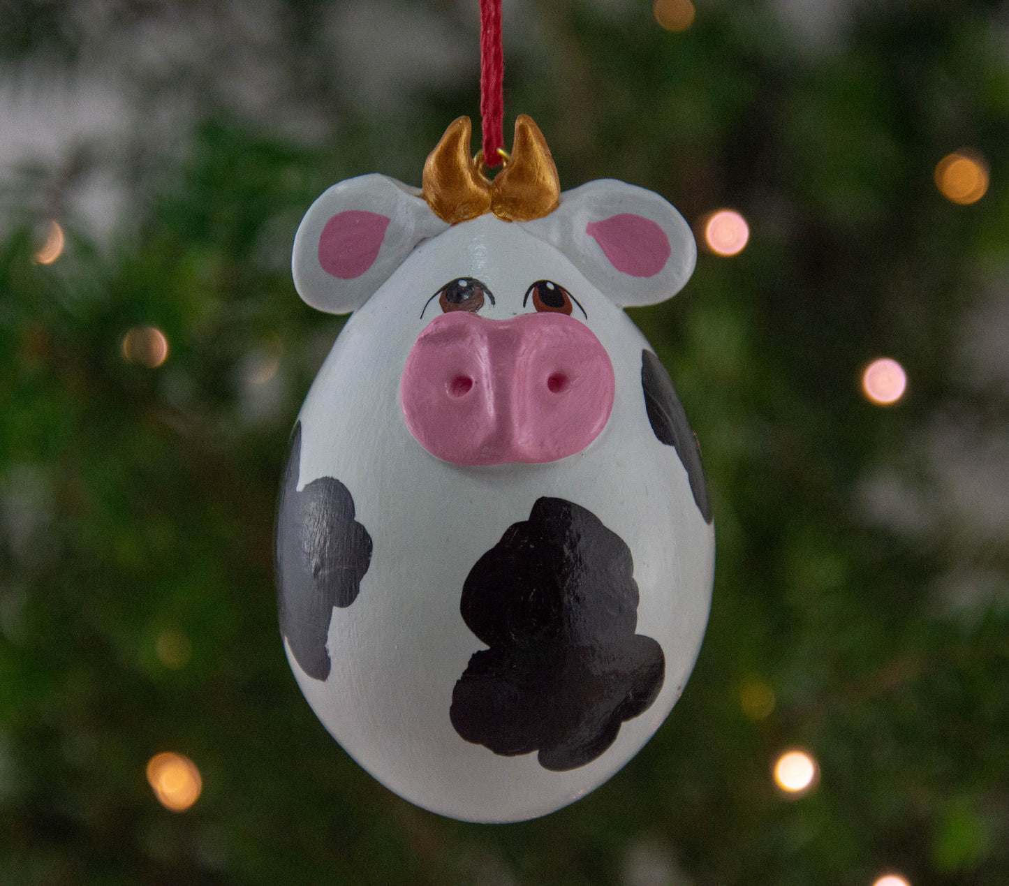 Cow Lover Gourd Ornament Handmade 