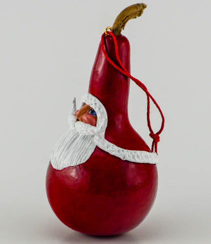 Santa Ornament,  Painted Gourd, Father Christmas Ornament - Christmas Ornament - Tree Ornament-  Holiday Decor - Gourdaments
