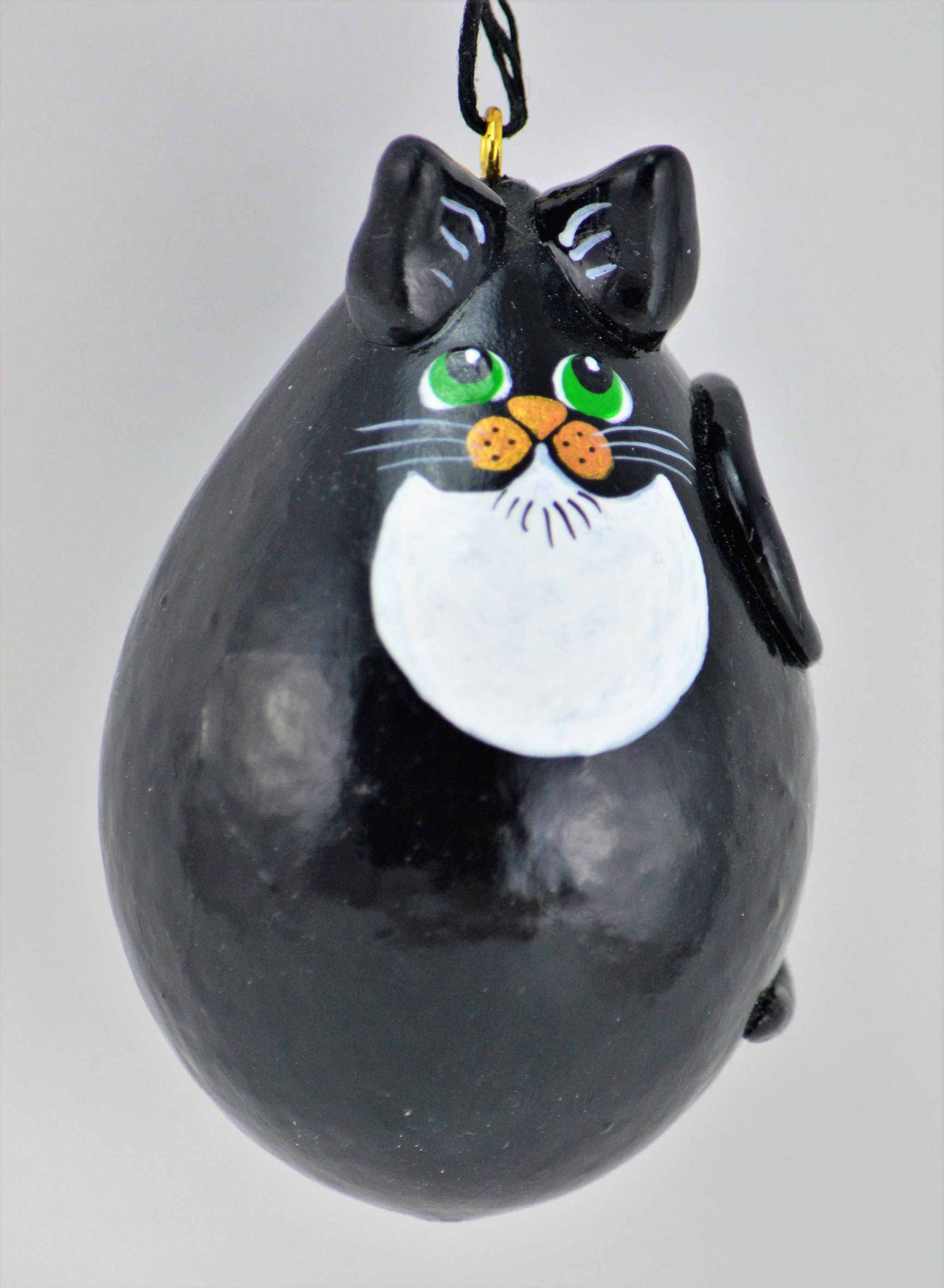 Tuxedo Cat gourd ornaments black and white cat for cat lover