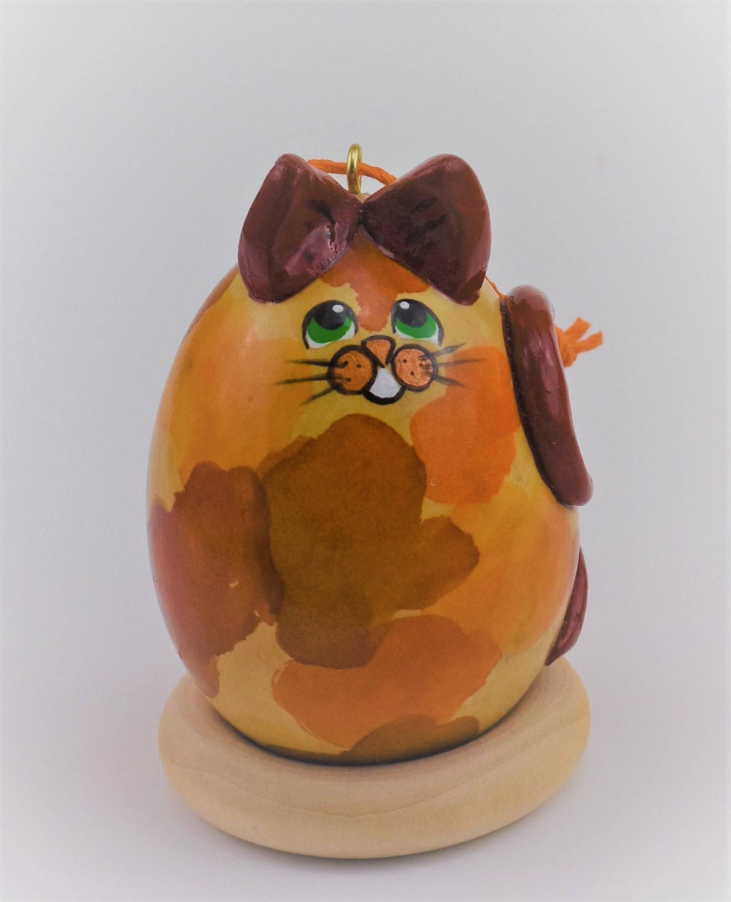 Calico Cat, Gourd Art, Ornament, Cat lover gift, OOAK, Creative Cat, Original Decor, Christmas Ornament, - Gourdaments