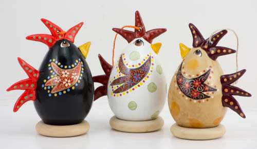 Chicken Ornament Set of 3 - Intricate Floral Design, Christmas Ornament Set, Perfect Gift - Gourdaments